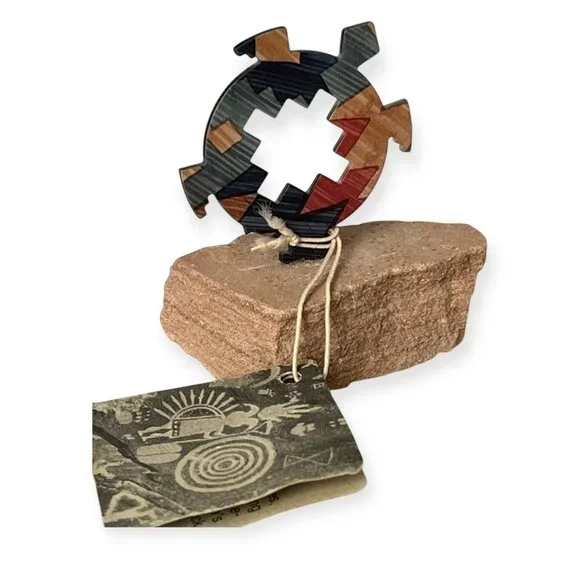 New VTG LAZART 3pc Southwest Metal on Sandstone Sculpture  Gecko Turtle & Bear - Picture 4 of 12